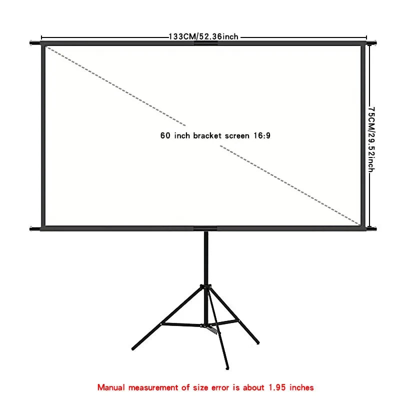 Single triangle bracket projection screen, easy to install, suitable for projection use in bedrooms, offices and other occasions