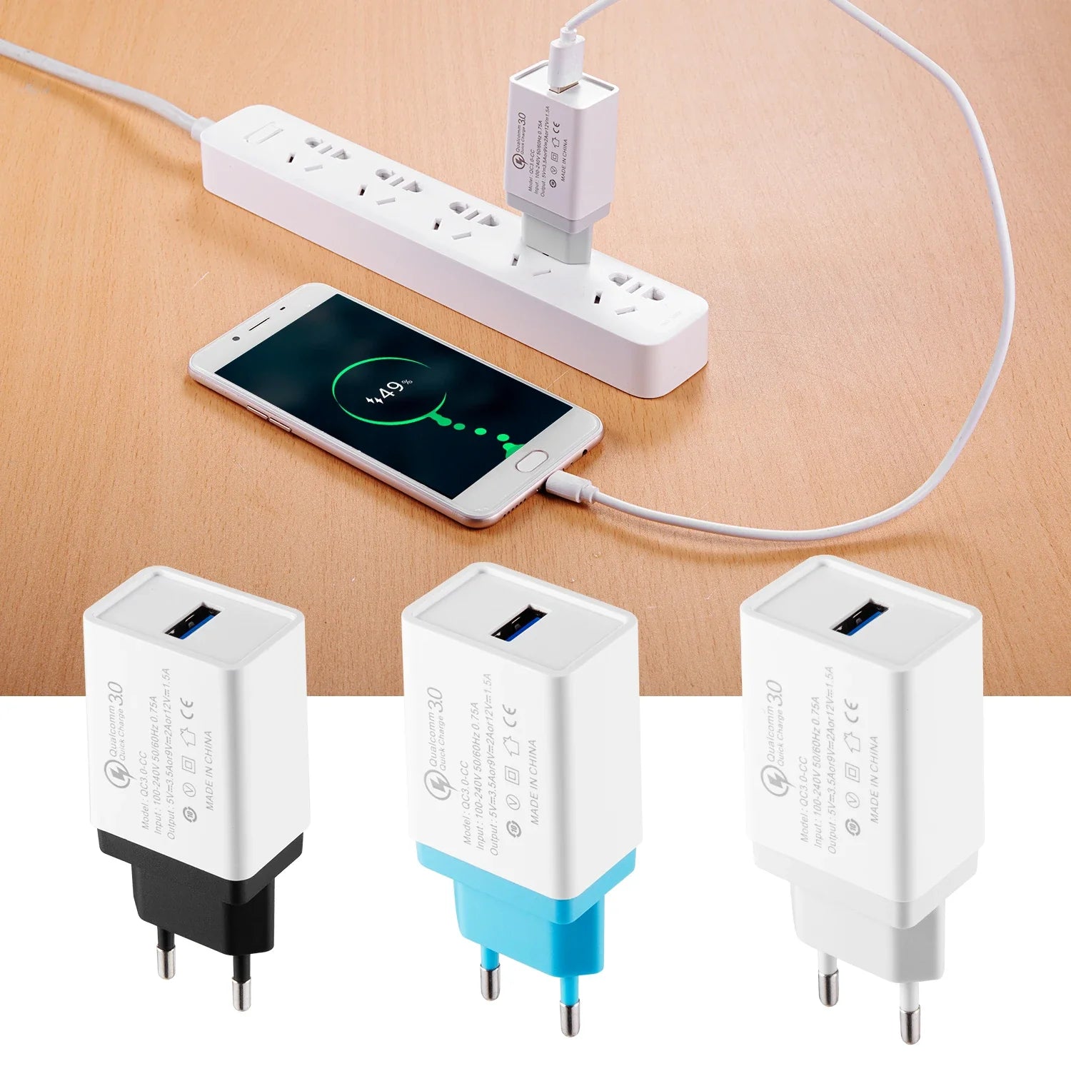 Quick Charge 3.0 Wall Fast Charger Adapter Micro USB Fast Data Sync Charger Cable for Samsung Xiaomi Huawei HTC LG Mobile Phone