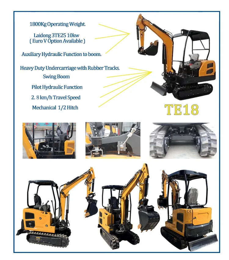 3.5 Ton Mini Excavator – EPA-Certified Compact Crawler Digger for Farm & Construction