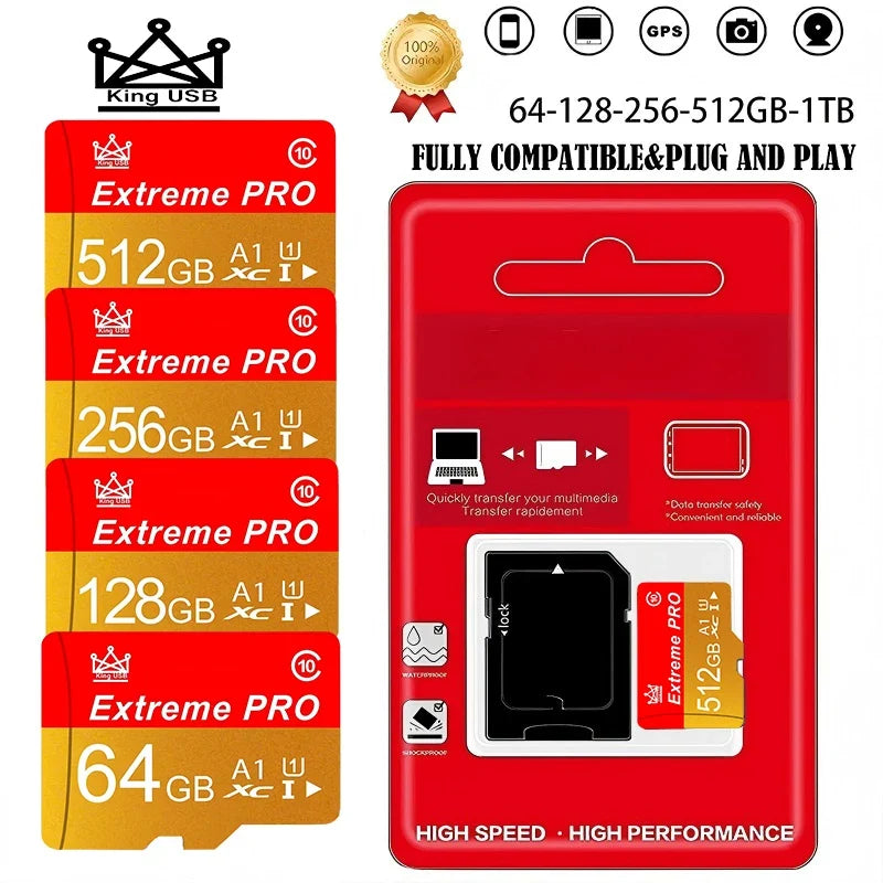Original For PC Phone Camera Micro TF SD Memory Card Class 10 64GB 512GB 256GB 64GB 128GB Micro TF SD TF Flash Card 64 128 GB Mi