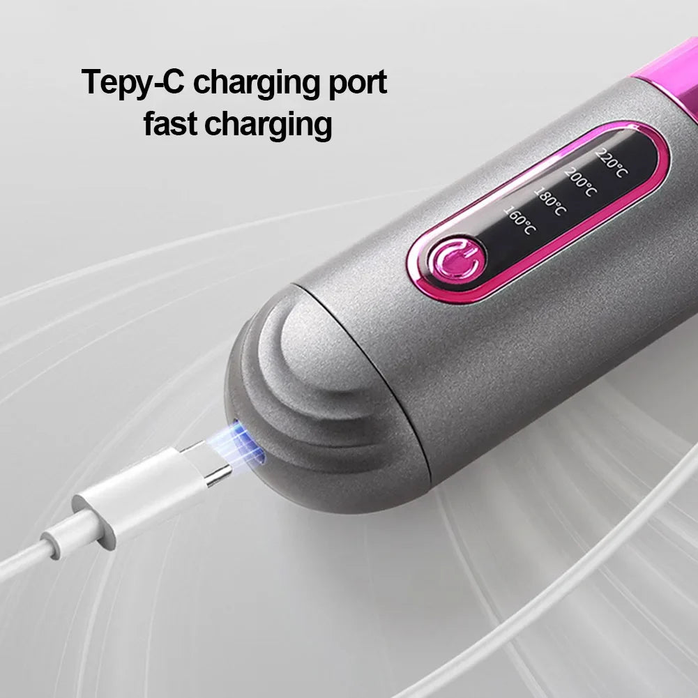 Cordless Hair Straightener Lightweight Hair Straightener Brush USB Rechargeable Hair Brush Intelligent Negative Ions Hot Brush