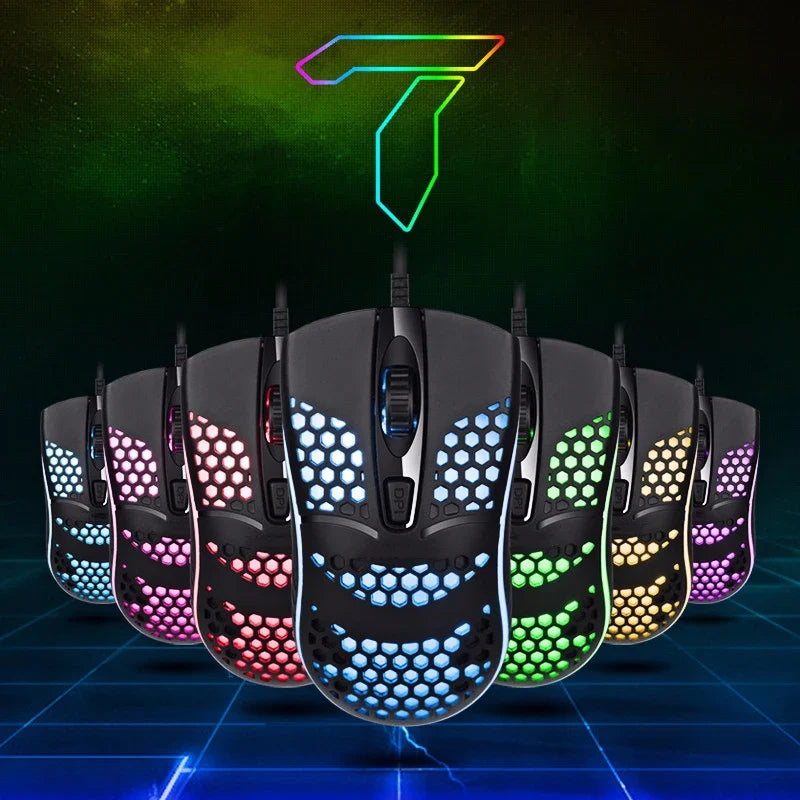 Wired Cable Gaming 7 breathing LED Back Light Optical Mouse USB Computer Hollowed out Mice Laptop Desktop 4D PC home use Office