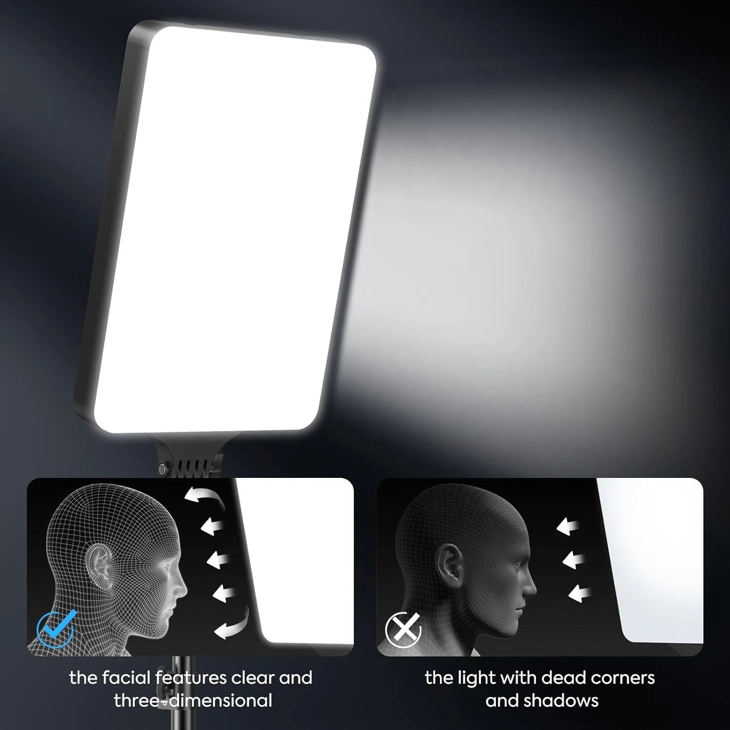 XRDKJ 1-Pack 21" LED Video Light Kit, 2500-7500K Dimmable Photography Lighting with Remote and 79" Stand, CRI 96+ Studio Light