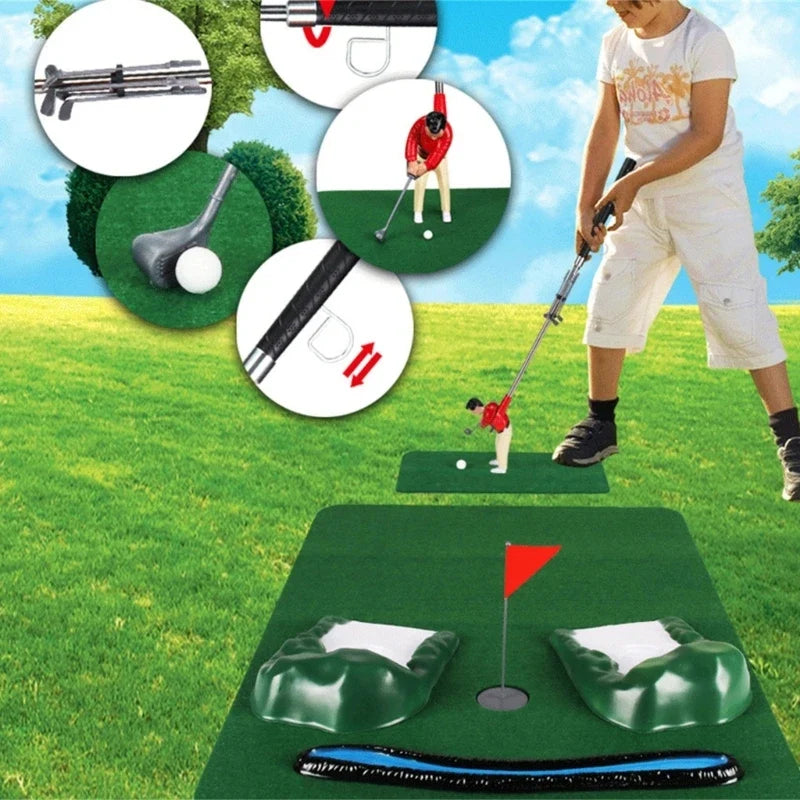 F92E Minitype Indoor Golf Game Funny Golf Game Golfer Set Golf Accessory Set