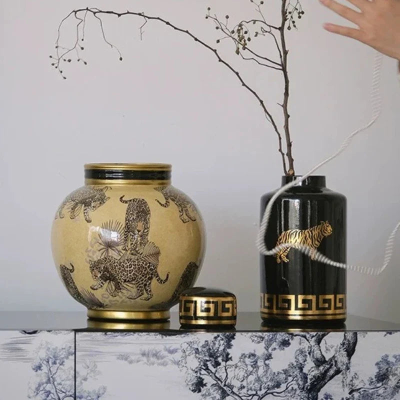 Ceramics Vases Modern Storage Flower Bottle Sculptures Elegant Room Ornaments Home Decoration Table Top Items Holiday Gifts