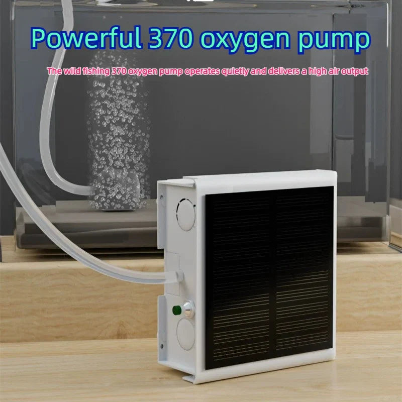 370 Solar Air Pump Portable Outdoor Fishing, Lithium Battery Powered High Power Oxygen Pump