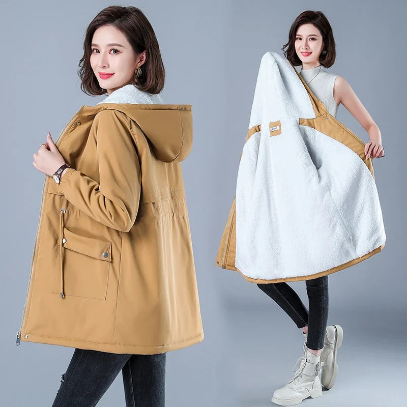 Women's Winter Puffer Coat, Warm Cotton Hooded Casual Parka