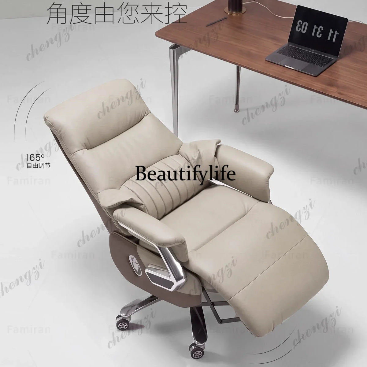 First layer cowhide electric boss chair ergonomic office chair waist support with pedal computer chair