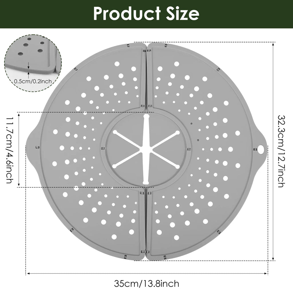 Multiuse Silicone Splash Guard Foldable Oil Splatter Screen for Frying Pan Heat Resistant Pot Lid Kitchen Cooking Tools