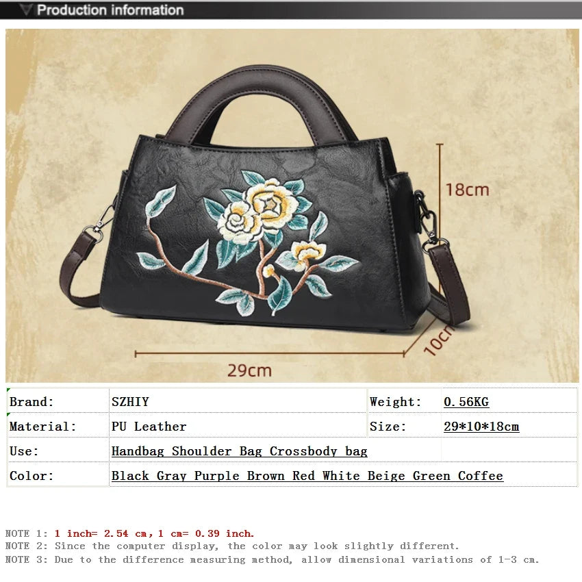 Luxury Designer Handbag Women Embroidered Shoulder Bag High-quality PU Diagonal Cross Bag Holiday Gift Office Handbag Handtasche