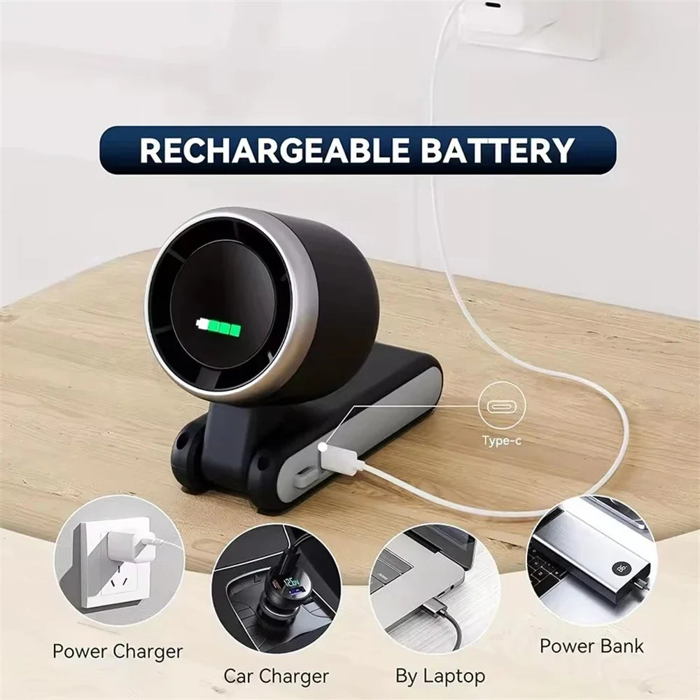 BSLIUFANG Portable 3-in-1 Turbo Handheld Fan, 5 High-Speed Settings, 3600mAh Power, Digital Screen, Foldable USB/Type-C Charge
