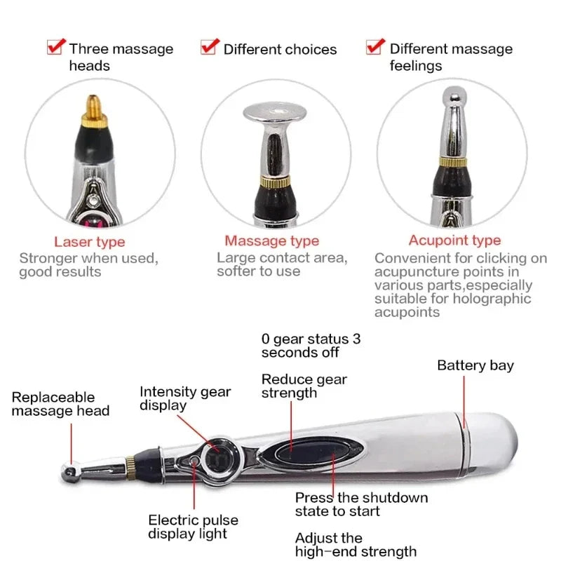 5 in 1 Electronic Acupuncture Pen Meridian Energy Pulse Massage Pen Acupoint Stimulation Pain Relief Muscle Relaxation Portable