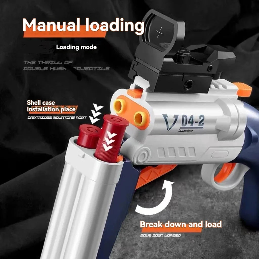 Double-barrel Toy Guns Soft Bullet Shell Throwing Rifle Manual Shooting Launcher Airsoft Gun for Adult Kids Outdoor Games