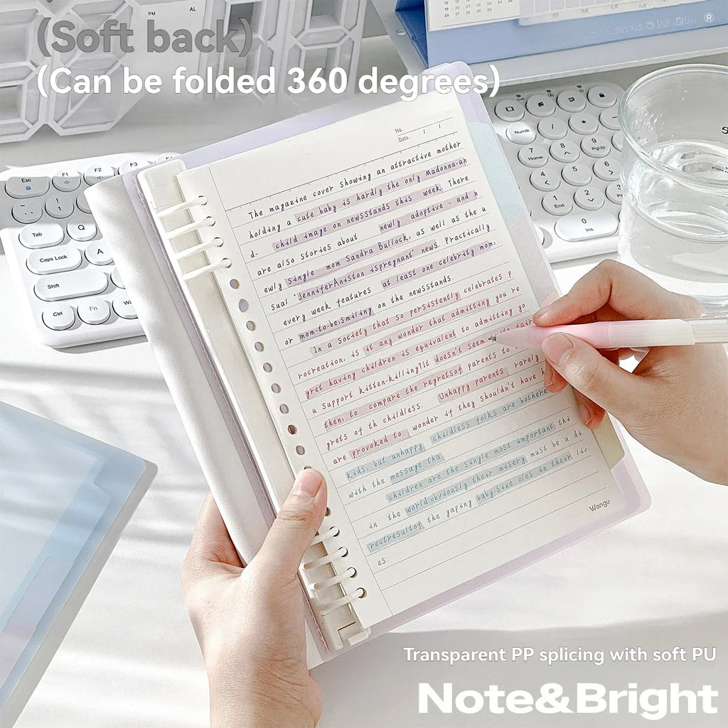 1PC A5/b5 Soft Spine Loose Leaf Notebook Detachable Notebook For Students To Flip 360 Degrees High Aesthetic Ins Style