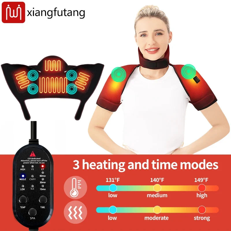Shoulder Neck Heating Massage Shawl Cervical Wrap 3 Temperature Levels Thermal Compress Electric Heating Pad Winter Body Warmer