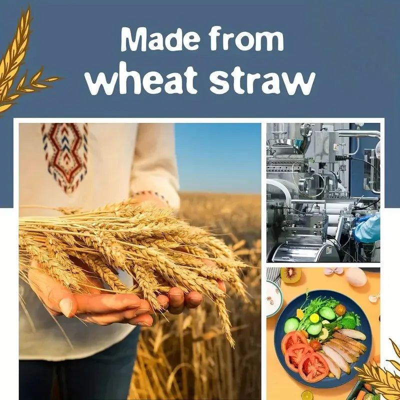 32 Pcs Kitchen Wheat Straw Dinnerware Set, Service For 8, Plastic Reuasble Dinner Dishes Serving Plate Set For Kitchen, Including Dinner Plate, Dessert Plates, Bowl, Cup