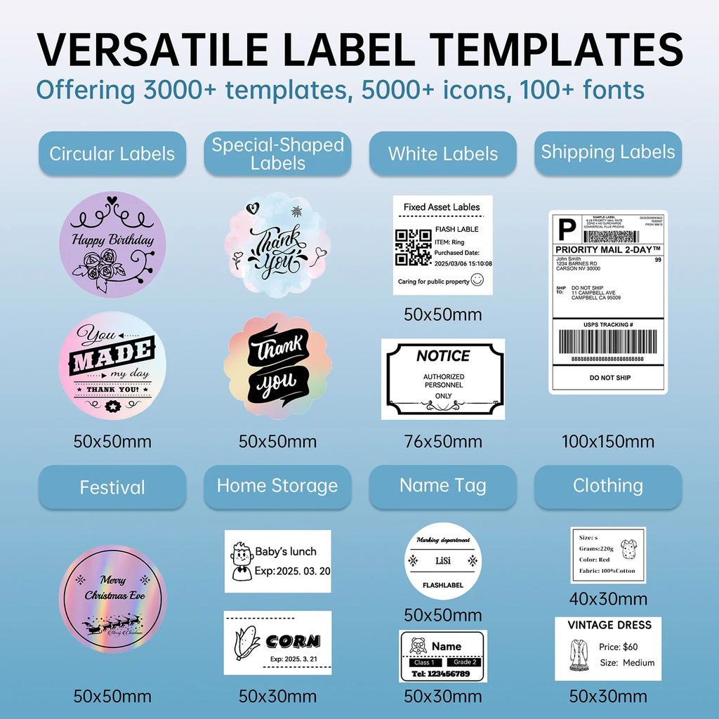 Thermal Shipping Label Printer, 4x6 Bluetooth Label Printer for Small Business and Home, Supports iPhone, Android, Windows, Mac, Chromebook