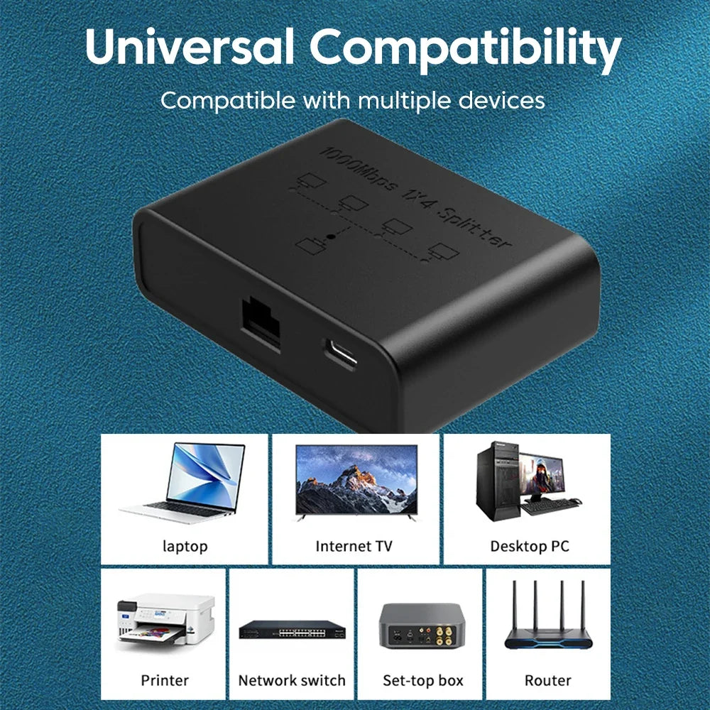 Elough Gigabit Network Switch 100/1000Mbps Ethernet High Performance Expansion 5 Port Switch For Router PC RJ45 Splitter Adapter