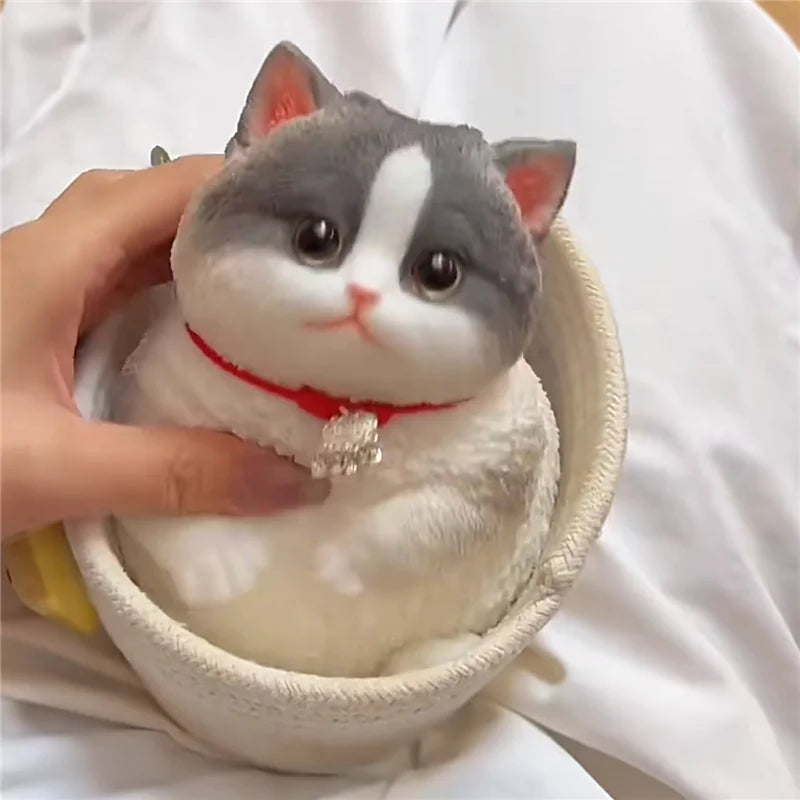 Cute Kawaii Cat Squishy Soft Silicone Stress Relief Squeeze Toy Anxiety Relief Desk Buddy Gift for Kids Adults Desk Decor Gift