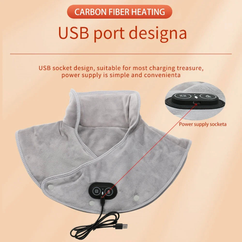 Electric Heating Shoulder Neck Pad Massager Three Gear Hot Compress Cervical Shawl Warmer for Heated Scarf Best Back Relax Brace
