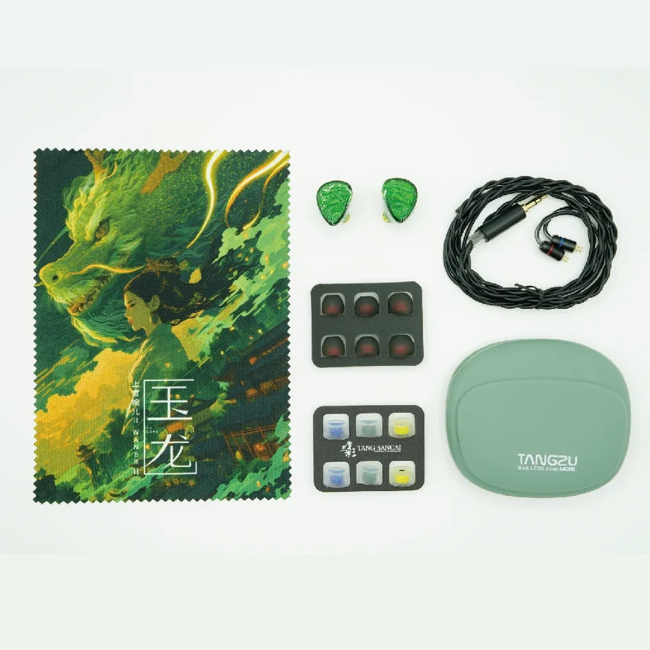 Tangzu Waner 2 Jade Dragon Edition 10mm PET Single Dynamic Driver In-Ear Headphones, with Silicone Storage Bag