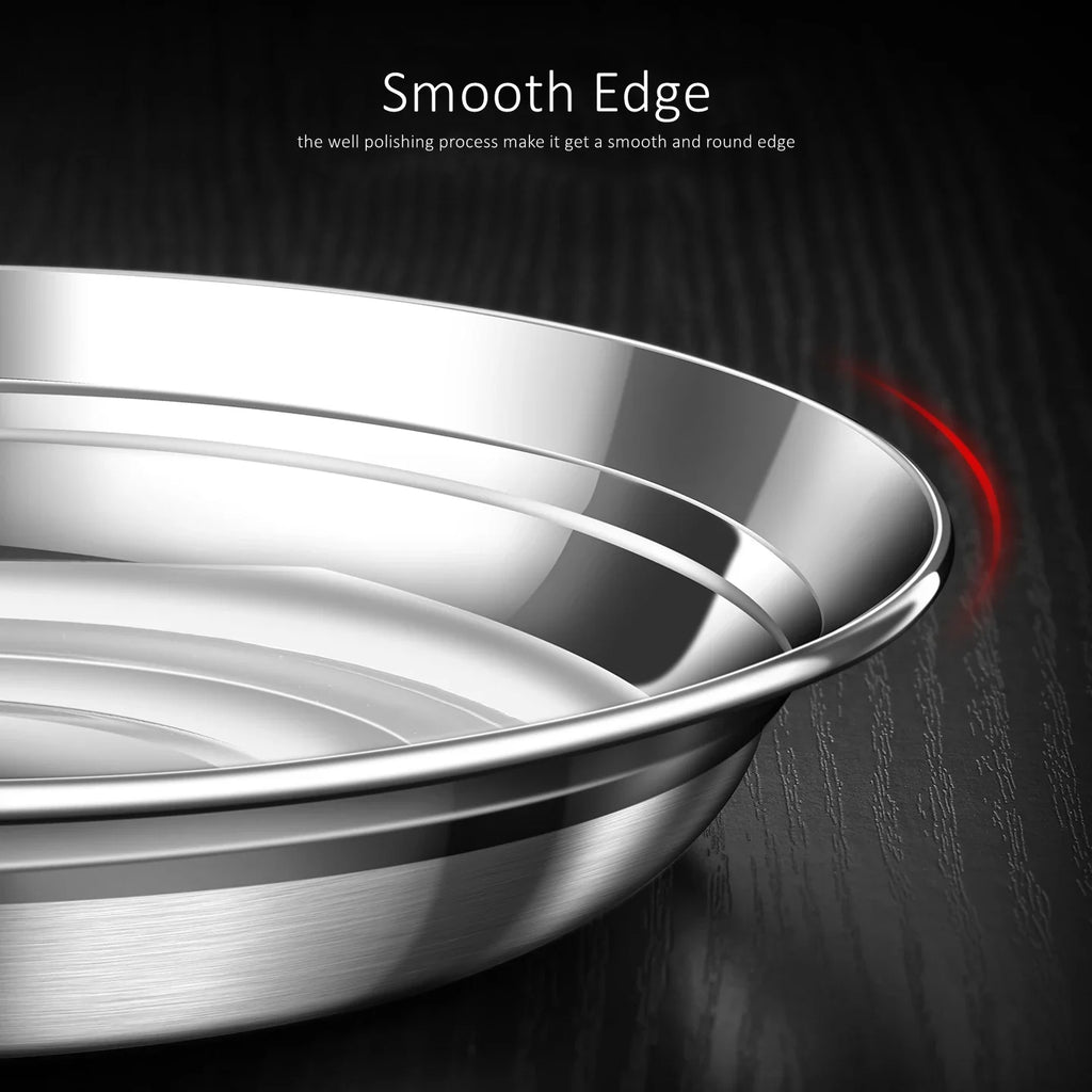 20~26cm Diameter Pure 316L Stainless Steel Plate LFGB Certified 99.9% Anti-bacterial Dinning Platter Fall Resistant Tableware