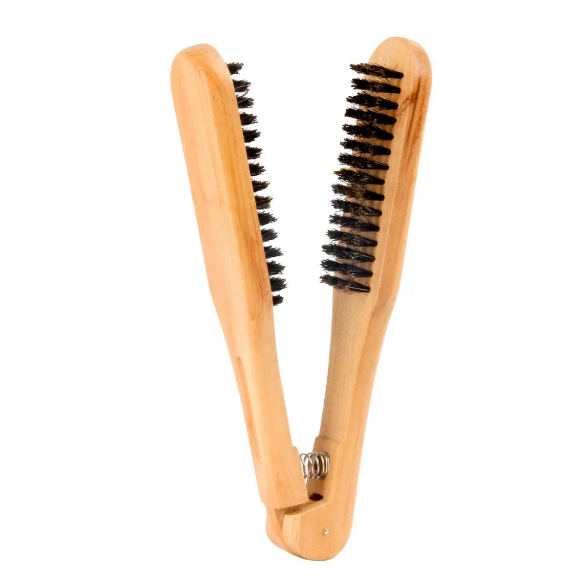 Professional Straight Hair Straightener V-shaped Comb Anti Static Double Brushes Hairdressing Comb Wooden Hair Straightener Tool