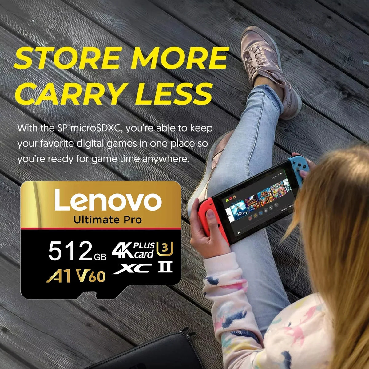 Lenovo Extra Large 512GB SD Cards TF Cards Memory Card Micro TF SD 128GB A2 64GB Quick Access for Surveillance/Laptop