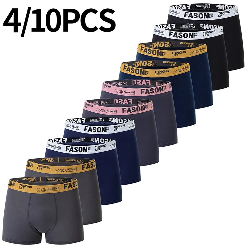 4/10 Piece Set Of Men's Casual And Fashionable Underwear Comfortable Boxer Shorts Youth Plus Size Sports Cycling Elastic Shorts