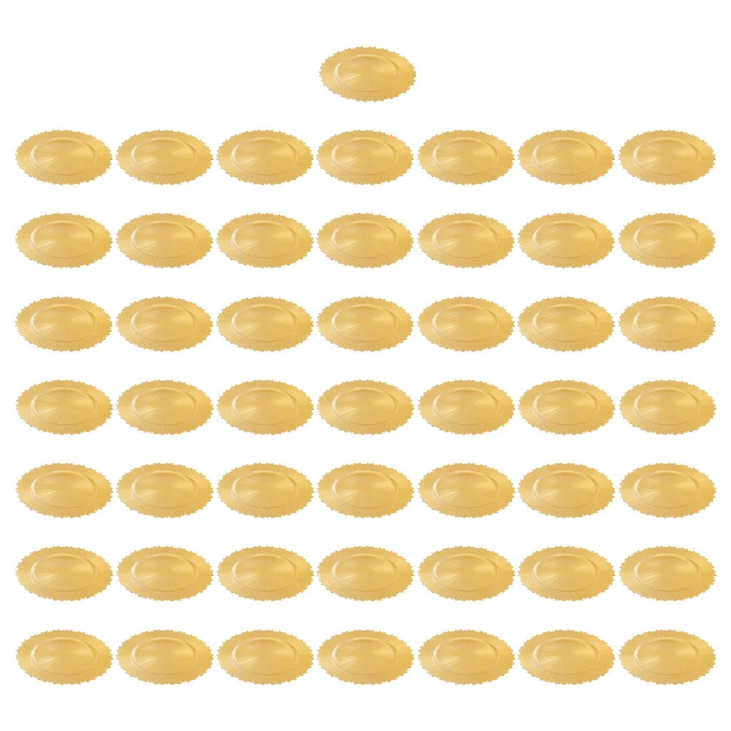 50pcs Gold Charger Plates Set, 33cm/13in Round Charger Plates, for Wedding Party Baby Shower , Restaurants Table Decor