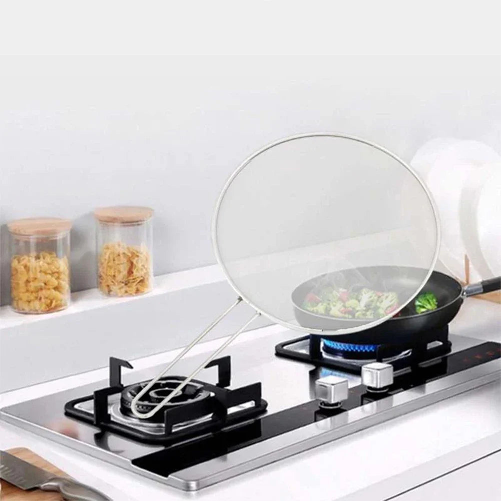 Oil Net Splash-Cover,Oil Splash-Guard with Fine Mesh Filter,Stainless Steel Splashproof Oil Net Cover For Home Use,Kitchen Tool