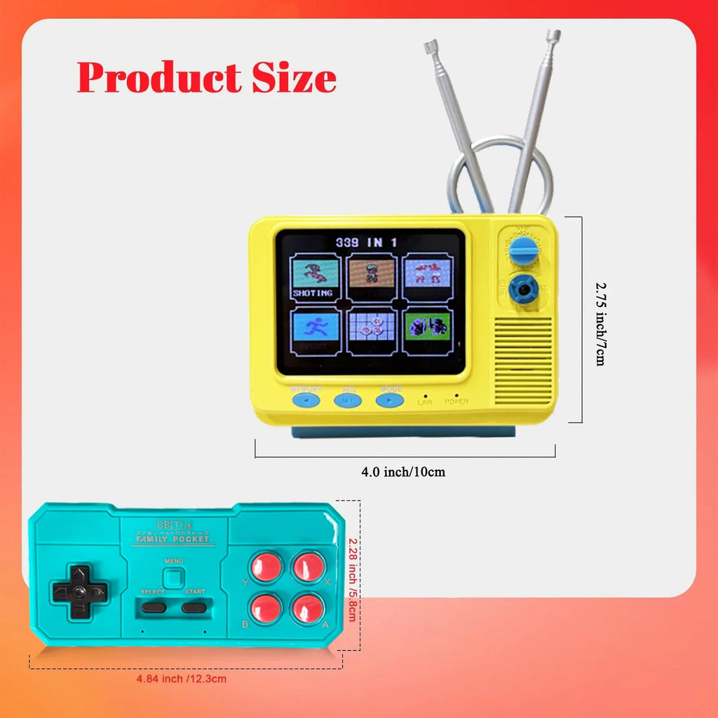 Retro Mini TV Game Console with Wireless Controller Built-in 168 Classic Games Handheld Game Player Support AV Output for Kids