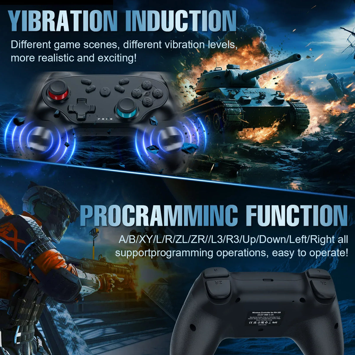 Gamepads For Switch Oled/Lite/PC/Android/IOS Wireless Controller 6-axis Gyro Joystick Turbo Dual Vibration Game Remote Controle