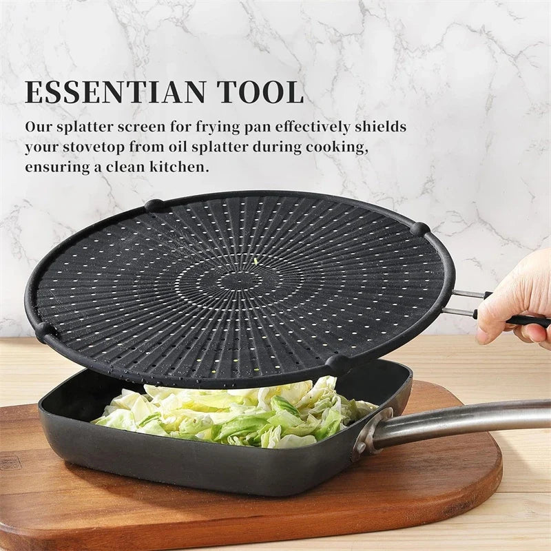 Silicone Splatter Screen for Frying Pan,13inch Grease Splatter Guard,Heat-Resistant Splatter Guards for Cooking,Dishwasher Safe
