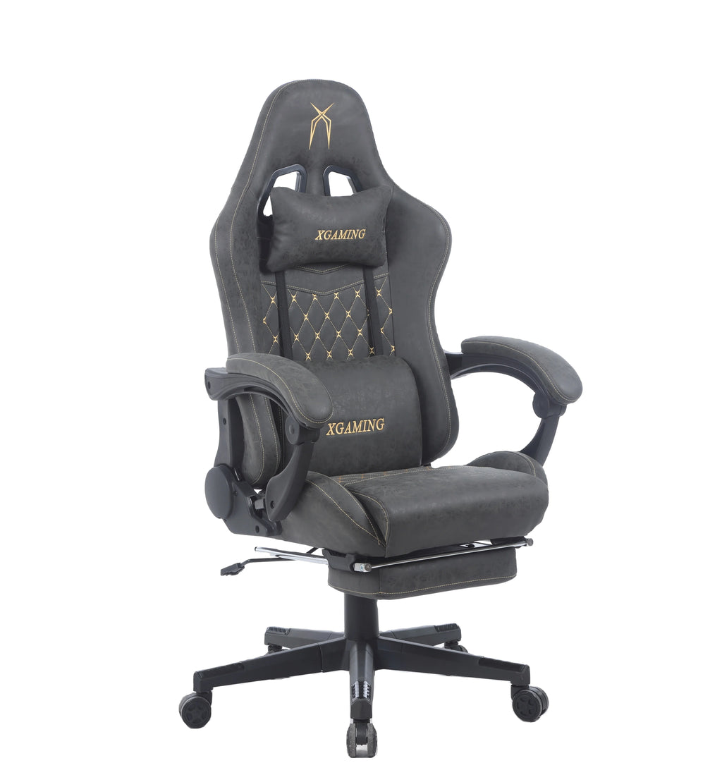New Design Reclining Gamer Chair with Footrest Brown Gaming Chair