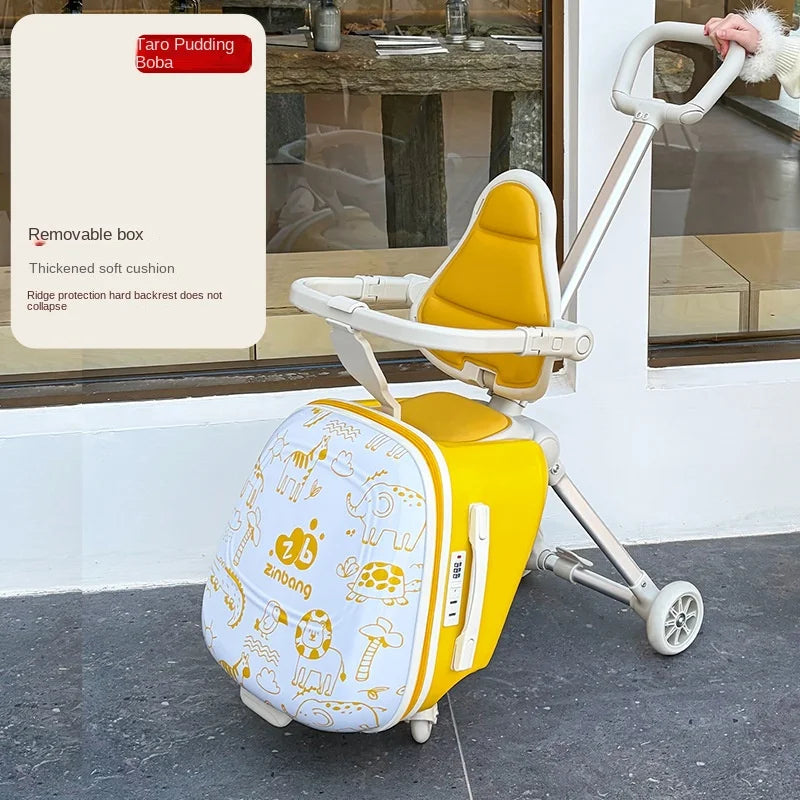 Suitcase for Children can sit and ride 2 in 1 Detachable Trolley Handle 20 inch Kids carrier Suitcase with Seat and Guardrail