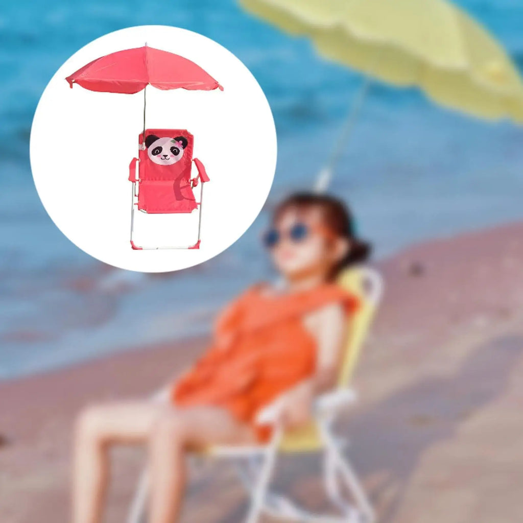 Beach Chair Camping Chair with Umbrella Backrest Foldable Sturdy Steel Frame Outdoor Seating for Picnics Boys Girls Children