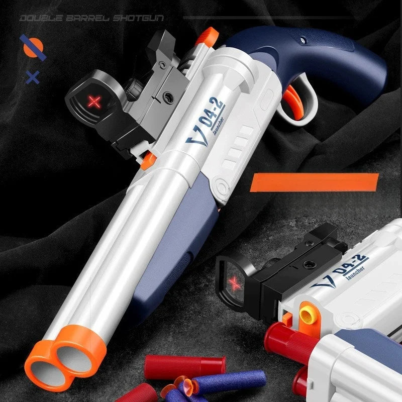 Double-barrel Toy Guns Soft Bullet Shell Throwing Rifle Manual Shooting Launcher Airsoft Gun for Adult Kids Outdoor Games