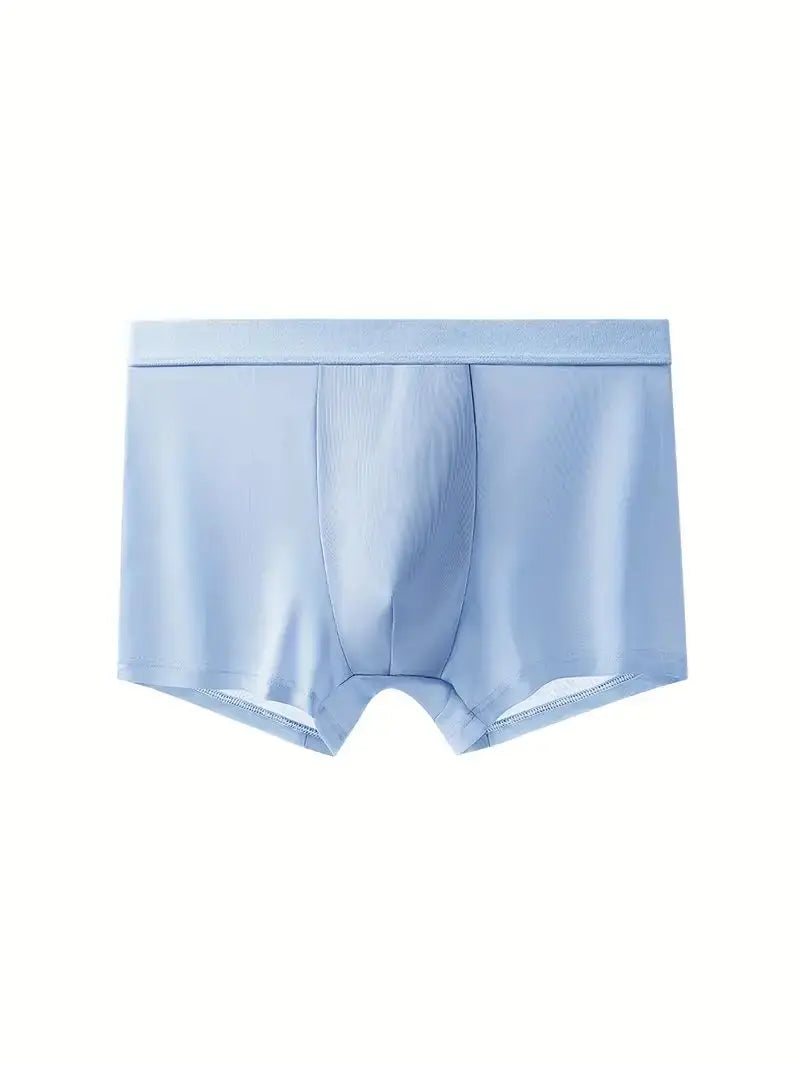 4 Pieces of Luxury Ice Silk Satin Flat Briefs, Men's Underwear, Smooth Cool Briefs, Breathable and Comfortable Fit Briefs