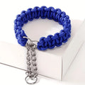 1pc Dog Collar Nylon Braided Dog Collar, Adjustable Strong Dog Chain Training Collar For Indoor Outdoor Daily Use