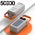 100000mAh Power Bank Portable Charger with Solar Panel, Fast Charging External Battery Pack, 4 Cables, Flashlight