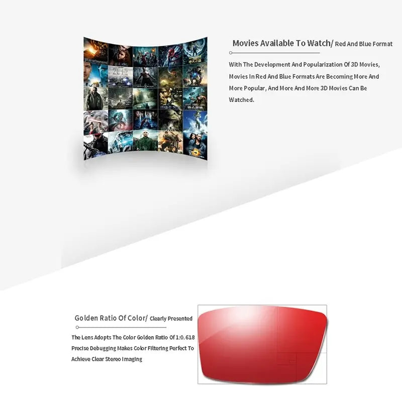 A Pair New Red Blue Green 3D Glasses Black Frame For Dimensional Anaglyph Movie TV Glasses For 3D Movies VR/AR Glasses