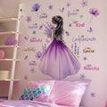 motivational 3d purple flower gilr wall sticker self adhesive Inspirational quote wall decal