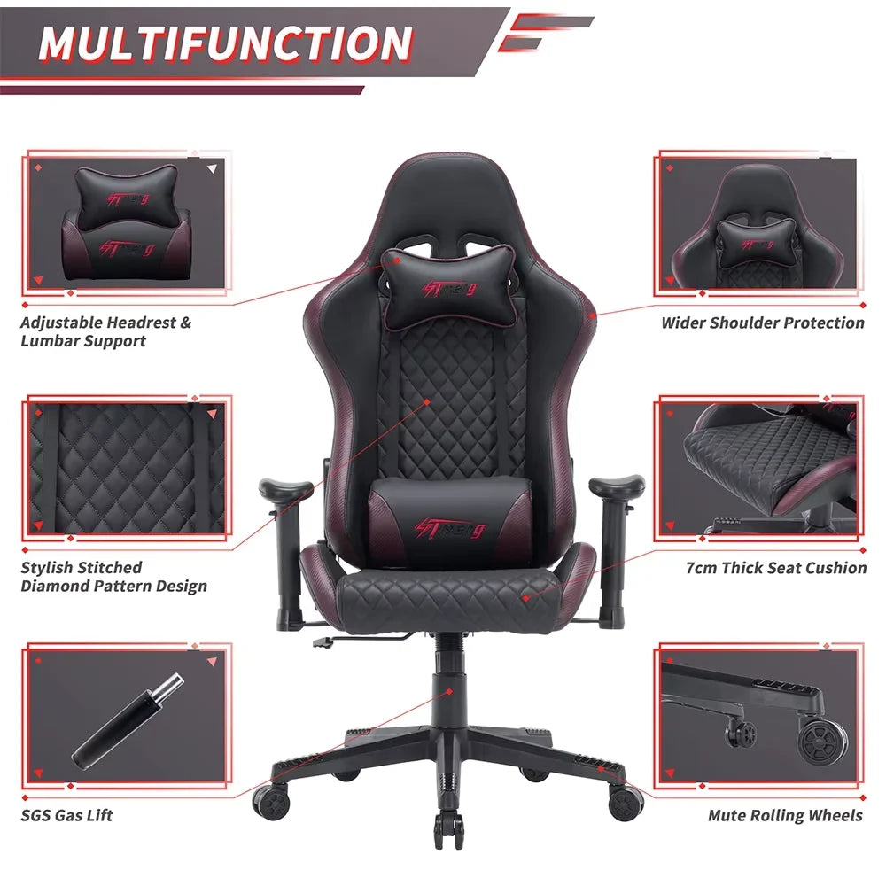 Customized Luxury PU Leather Ergonomic Adjustable Armrest Colorful Sillas Gamer RGB LED Computer Gaming Chair