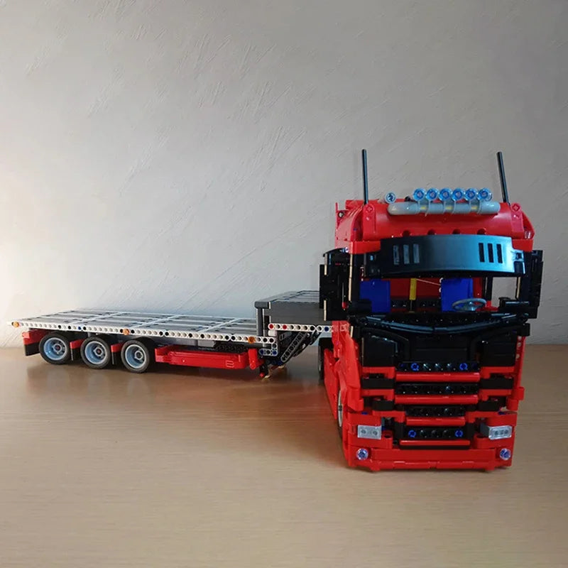 Customed MOC Model SCA Truck with Steering Trailer High-Tech Building Blocks Bricks DIY Assembly Educational Toy Gift for Kids