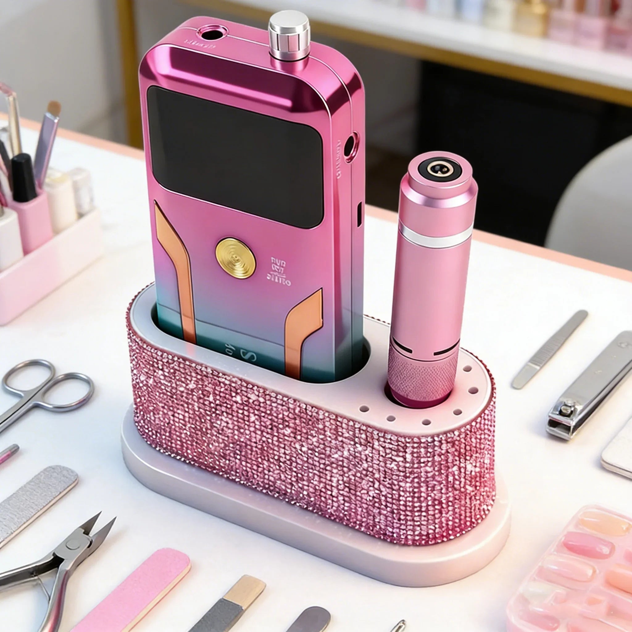 Nail Drill Bit Storage Case with Display Stand Ideal for Salon Tools and Nail Technicians