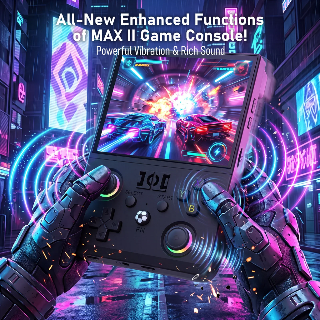 New R63 Max2 Retro Handheld Game Console Linux System 4.5 Inch IPS Screen 64G/128G Portable Pocket Player Built-in 18000+ Games