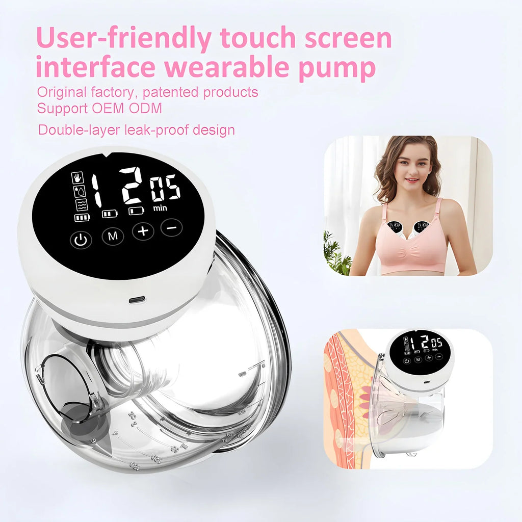 Wearable Breast Pump Electric 4 Modes 9 Gear Smart USB Charge Milk Collectors Portable Breast Milk Pump Machine with LED Screen