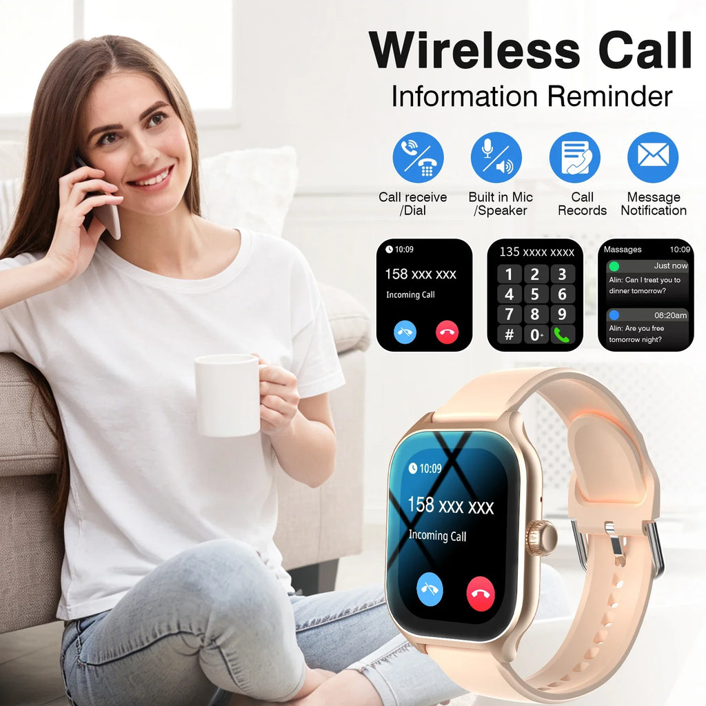 New Full-Touch High-Definition Men'S and Women'S Sports Smartwatch Features Wireless Dialing, Answering Calls, Motion Tracking and Music Control. Suitable for Android & IPhone,The First Choice for Gifts