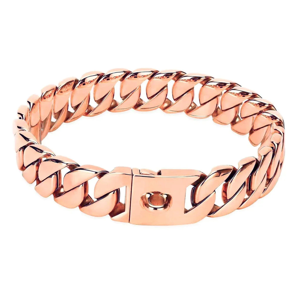 32mm Strong Stainless Steel Cast Gold Dog Collar Solid Buckle Necklace Bully Fighting Large Dog Dog Chain
